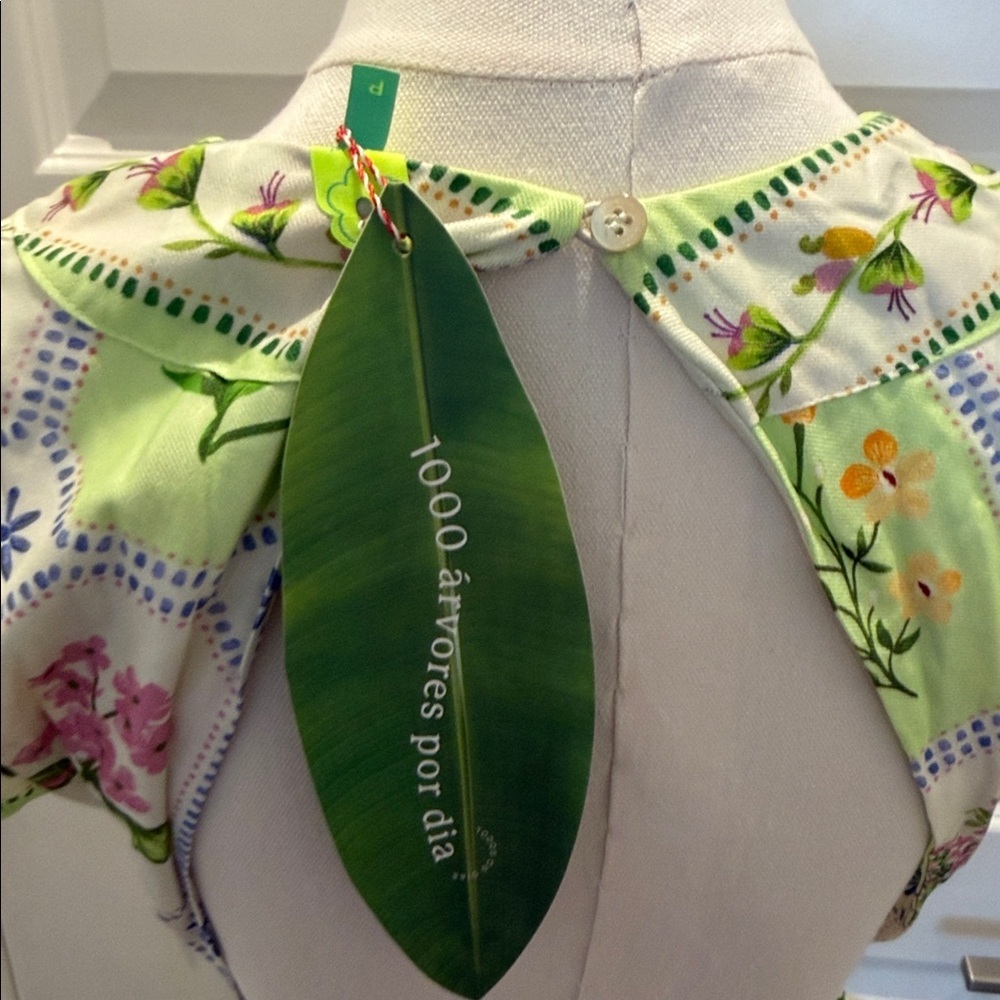 FARM Rio Floral Porcelain Green Long Dress Size S - Picture 8 of 11